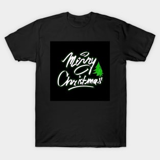 merry christmas lettering T shirt T-Shirt